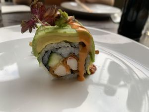 Yummy chicken inside out roll  at Kimusabi in Newtown