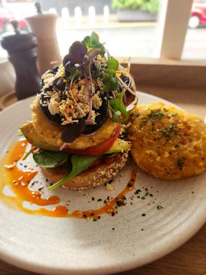 Breakfast Bagel w/ Hashbrowns at Neo Cafe & Eatery in Wellington