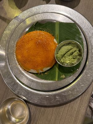 Vegan Banana Leaf Kotige Idli with Chutney  at Banana Leaf in Mumbai