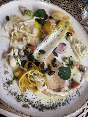 Vegetables prepared in different ways with sauces, nuts and capers. Flavour explosion.   at Chez FLORABIO in Toulon