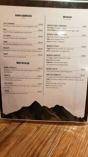 Menu at Hiking Hawaii Cafe in Honolulu