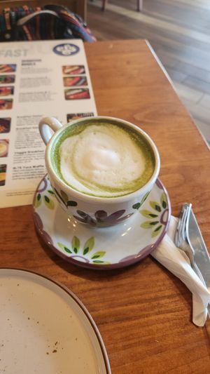 Matcha latte with almond milk at CFS Coffee Dr Phillips in Orlando