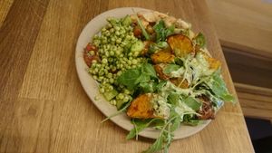 Salad lunch plate with three different salad options at Five Acres in St Andrews