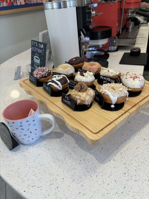 The little display of all flavors!(Not all vegan)  at Rose's Little Donuts in West Chester