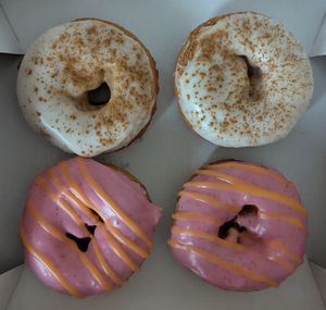 Vanilla Cinnamon (top) and Cranberry Orange (bottom) at Rose's Little Donuts in West Chester