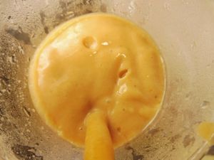 Amazing smoothie of mango, papaya and coconut milk. Just try it! at Green Leaf Cafe in Koh Phangan