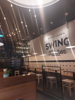 Glimpse of interior at Swing Kitchen in Leipzig