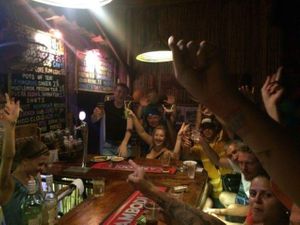 Bamboo Bar Full cocktail bar, Wine, cold draft beer, shots, teas and more. WI-FI. Friendly staff, ping-pong and table games. located on the Ochheteaul beach road just 50 m. from the sea in the center of nightlife in Sihanoukville. We are open 24 hour at Bamboo Bar & Vegetarian Restaurant in Sihanoukville