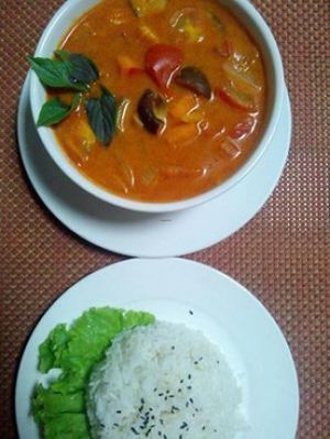 Mushroom Tom-Yam at Bamboo Bar Vegetarian restaurant Sihanoukville Cambodia. at Bamboo Bar & Vegetarian Restaurant in Sihanoukville