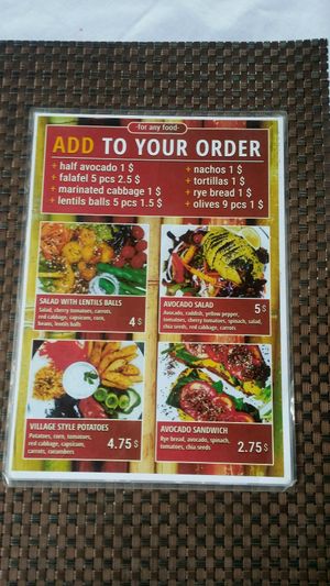 table menu 1 at Bamboo Bar & Vegetarian Restaurant in Sihanoukville