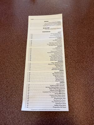 Hot dogs options and toppings   at Happy Dog - Detroit Ave in Cleveland