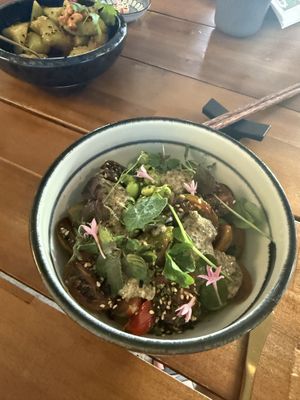 Smoked tofu and tomatoes   at Lotus Noodle Bar in St Augustine