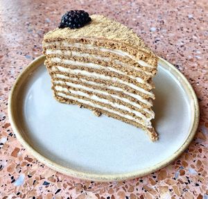 Vegan honey cake at Eco Mind Cafe in Dubai