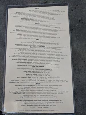 Menu as of June 2018 at Pedalers Fork in Calabasas