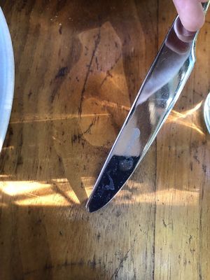 Dirty silverware at Pedalers Fork in Calabasas