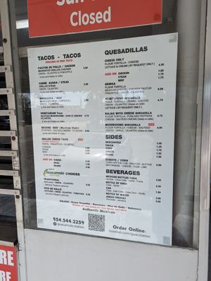 Menu as of Jan. 2024 at Guacamole Station in Dania Beach
