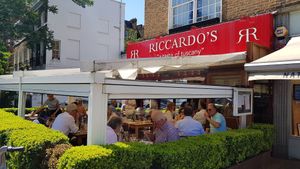 Outside in summer at Riccardo's Italian Restaurant in South West London
