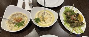 Dips and vine leaves   at Aya Lebanese Cuisine - Streatham in South West London