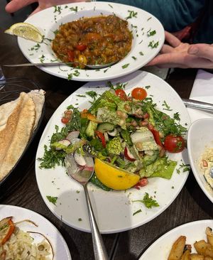 Moussaka and salad   at Aya Lebanese Cuisine - Streatham in South West London