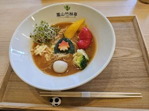 Miso based vegan ramen at RAMEN Arashiyama Bamboo Grove Pavilion 嵐山竹林亭 in Kyoto