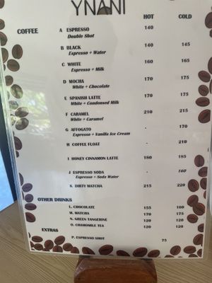 Menu   at Cafe Ynani in Coron