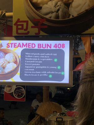 Steamed bun food stall options   at Lana Square  in Chiang Mai