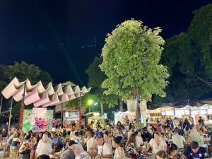Lanna square night market: seating and stage   at Lanna Square Night Market in Chiang Mai