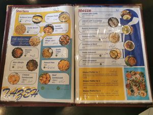 Menu at TAZEH in Nairobi