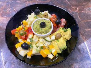Salad and fruit treats. at Banana Leaf Restaurant Kovalam in Kovalam
