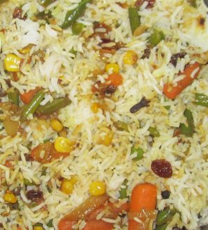 Mixed vegetable rice. at Banana Leaf Restaurant Kovalam in Kovalam