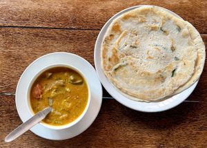 A South Indian breakfast or lunch at Banana Leaf Restaurant Kovalam in Kovalam