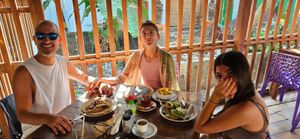 Friends for lunch at Banana Leaf Restaurant Kovalam in Kovalam