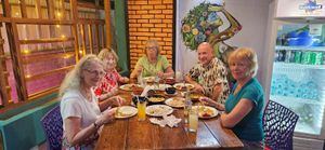 A nice dinner of friends at Banana Leaf Restaurant Kovalam in Kovalam