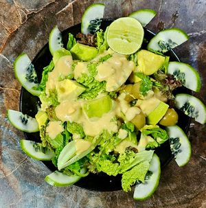 Green salad as it should be! at Banana Leaf Restaurant Kovalam in Kovalam