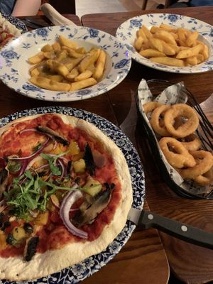 Roast veg pizza, curry chips and onion rings  at The Tullow Gate - JD Weatherspoon in Carlow