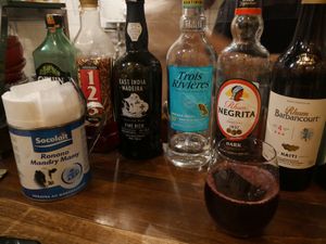 My bissap drink there in front at Los Barbados in Tokyo