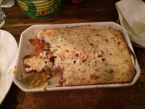 Vegetarian lazagna: cous cous, tofu cream and veggies at Los Barbados in Tokyo