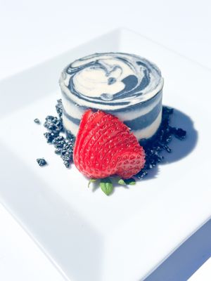 Raw Vegan Black Sesame Swirl Cheesecake . Gluten Free  at Nutribella Juicery in Englewood