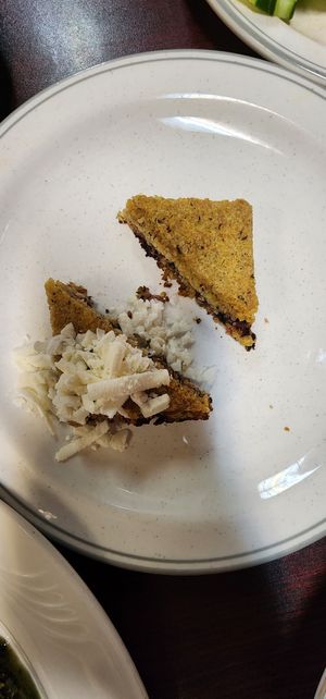 Pumpkin kibbi one with feta one without at Cedars Mediterranean Cuisine in Mcmurray