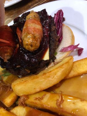 Vegan "pups in blankets" at The Lady Luck in Canterbury