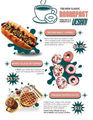 Updated vegan menu. at Rigby Roastery @ Boycott Coffee - Pop Up in Memphis