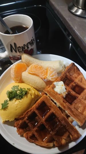 My take away waffle added to my breakfast a couple days later. at Rigby Roastery @ Boycott Coffee - Pop Up in Memphis