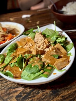 Tempeh, Spinach and Roasted Peanut Sauce   at Thai District  in Long Beach