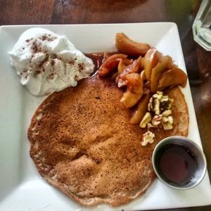 Oh my apple pie pancakes  at Wild Leek in Halifax
