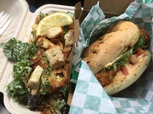 Buffalo chick-un with Caesar salad at Wild Leek in Halifax
