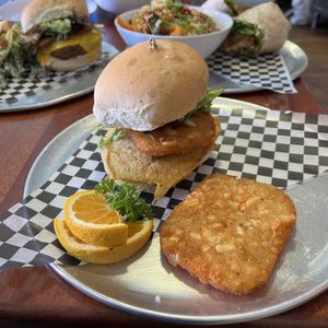 Hangover bun, side hash brown  at Wild Leek in Halifax