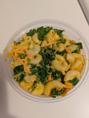 Cheesy mac salad from deli fridge at Wild Leek in Halifax