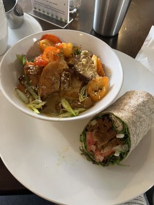 Everything was amazing. Half of the Donair wrap was gone when I took this picture. A must have are the fries with dragon sauce either as a side as shown here or as an entree.   at Wild Leek in Halifax