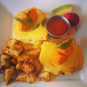 Lox benedict at Wild Leek in Halifax