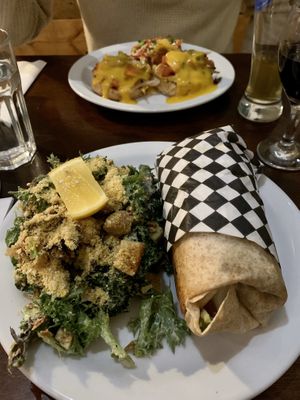 Donair + Caesar salad and Eggs Benny + Dragon fries!! So good!  at Wild Leek in Halifax